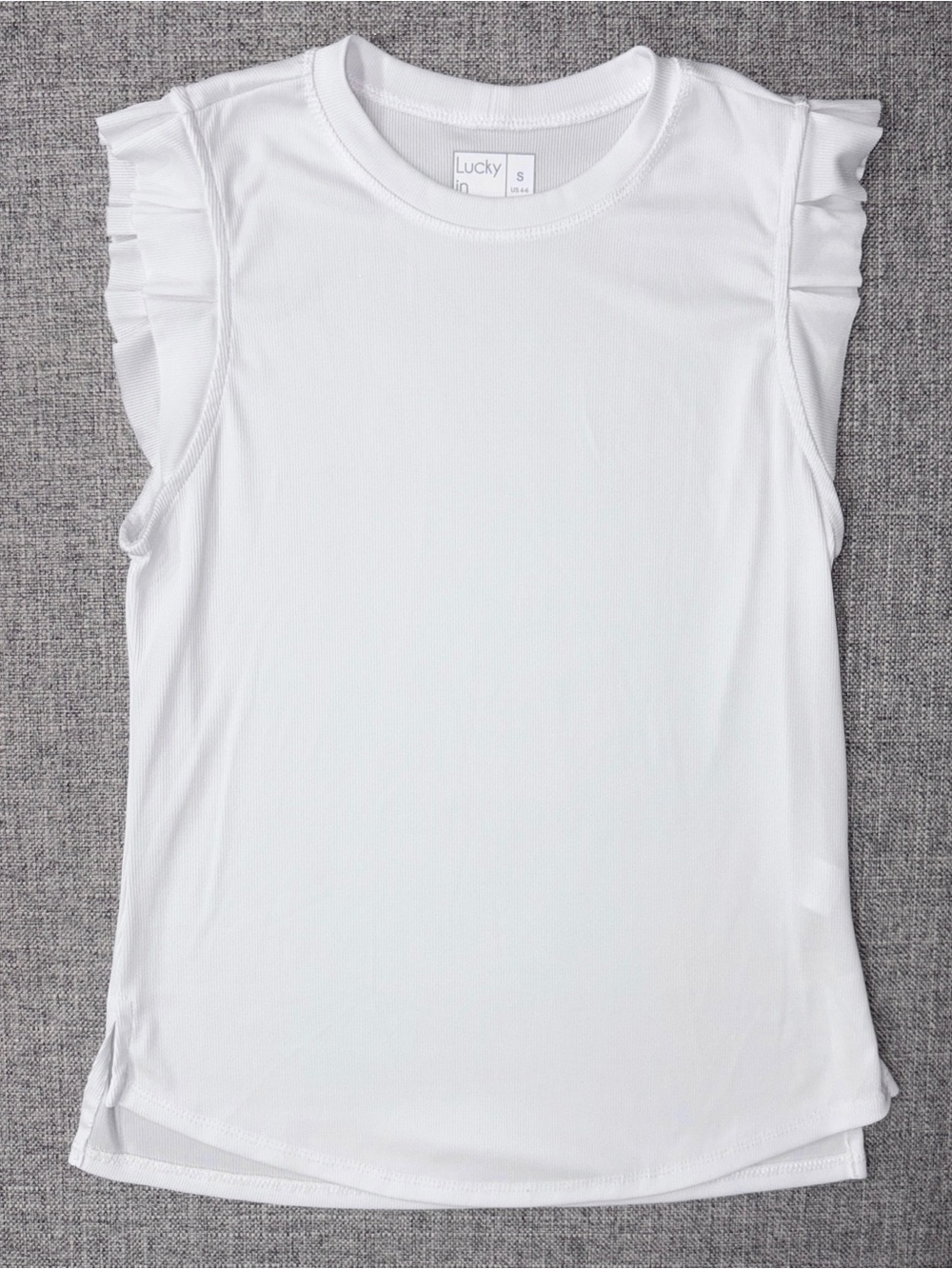 Lucky in Love White Ruffle Sleeve Tank